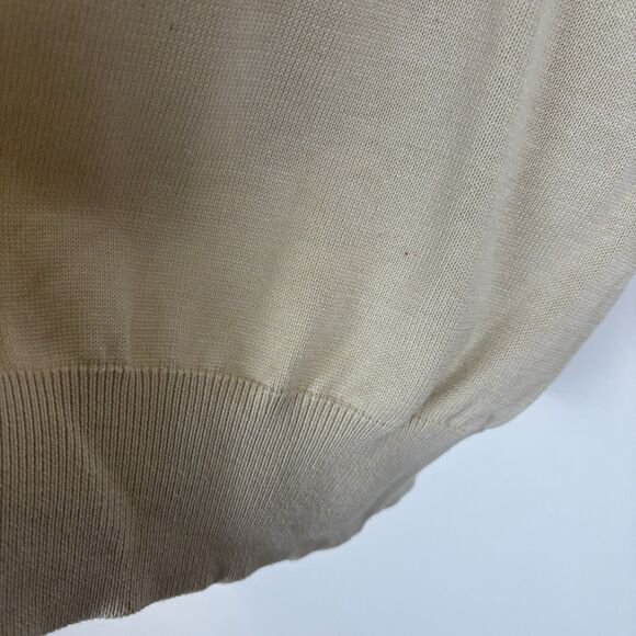 Tulliano Sweater Mens L Beige Silk Cotton Mock Neck Pullover Lightweight Flaw - Picture 5 of 7